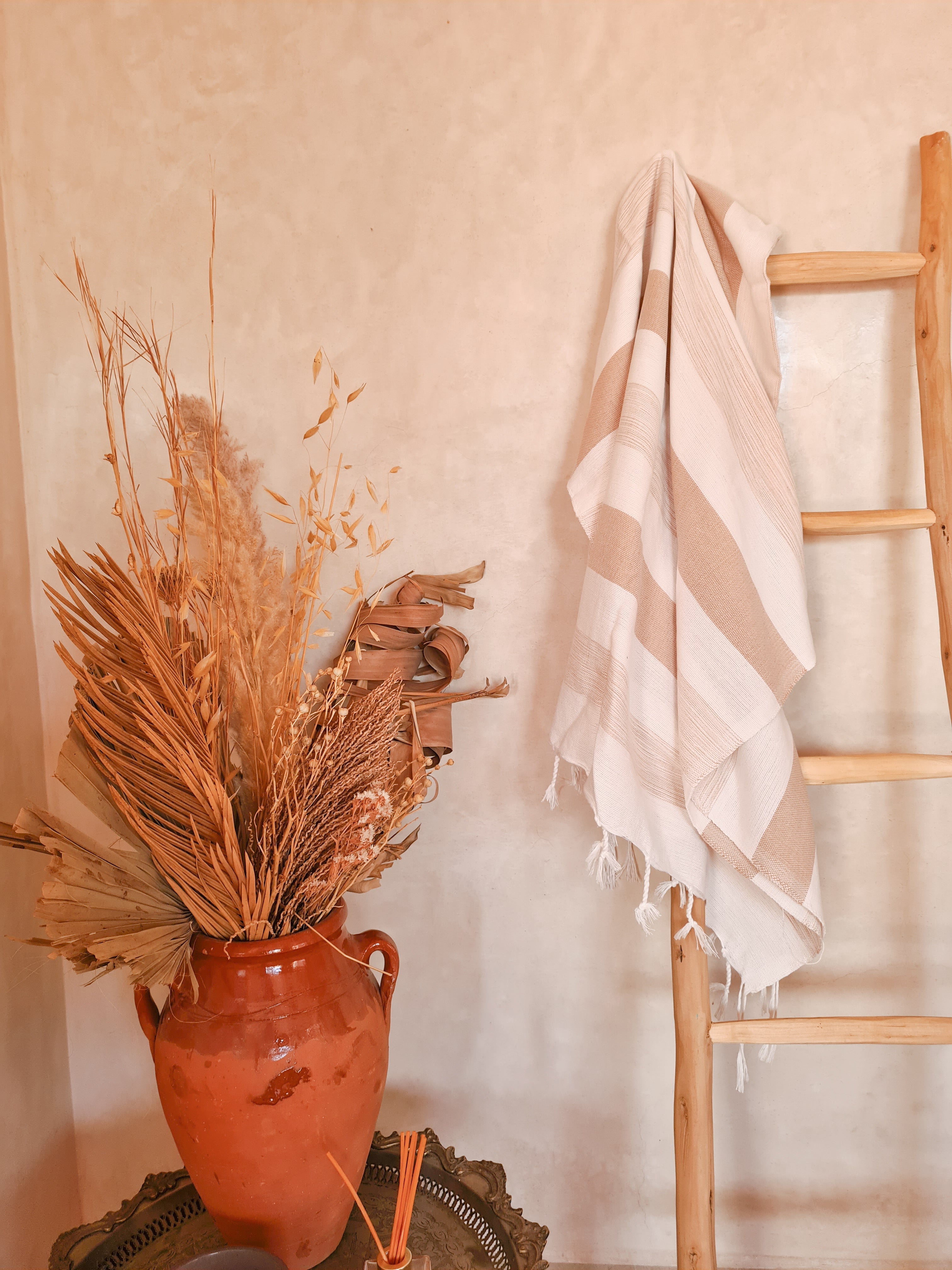 20220428_163905-1 FOUTA MAROCAINE - BLANCHE & BEIGE - Ma déco d'ailleurs