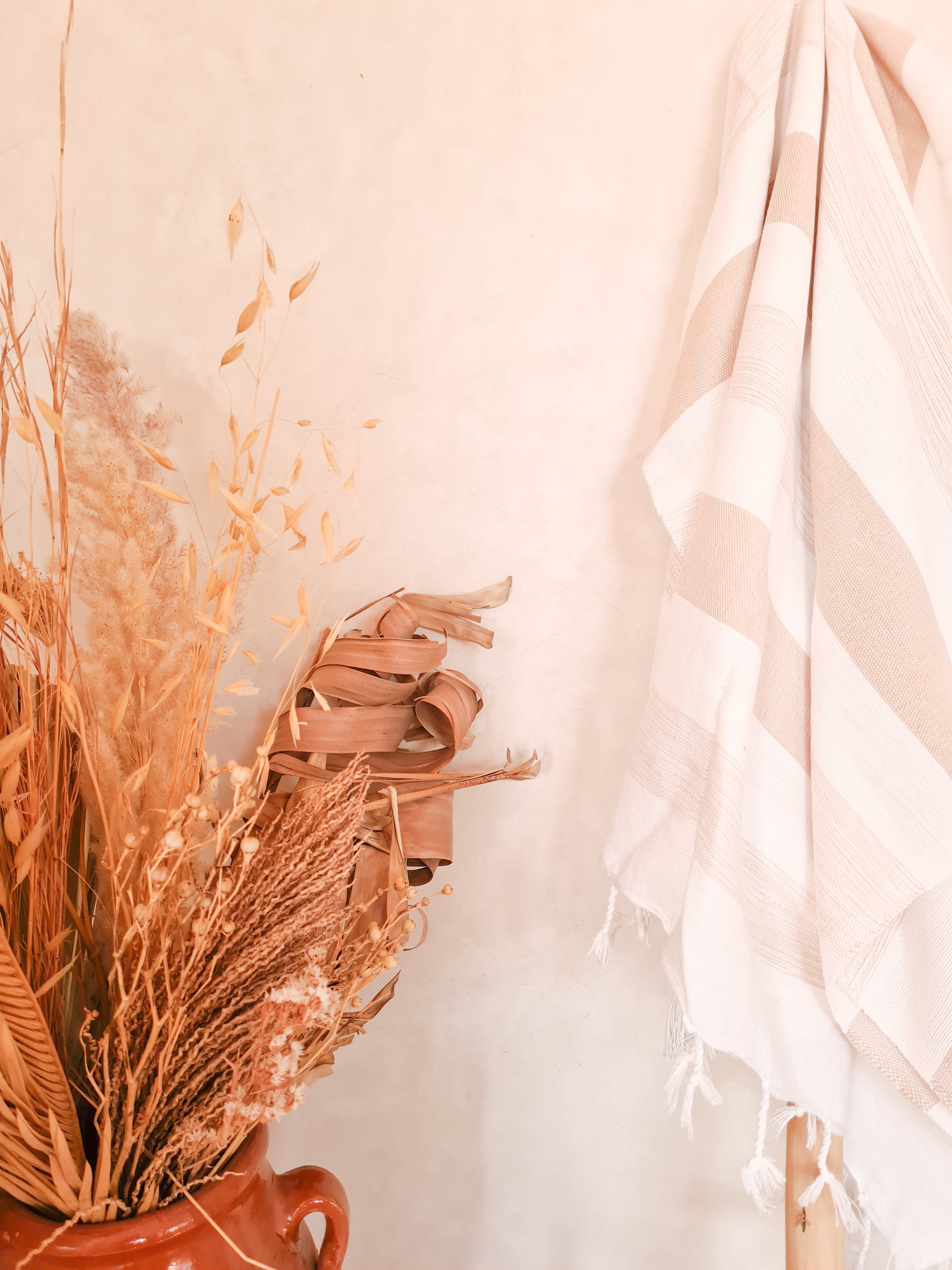 20220428_163910 FOUTA MAROCAINE - BLANCHE & BEIGE - Ma déco d'ailleurs