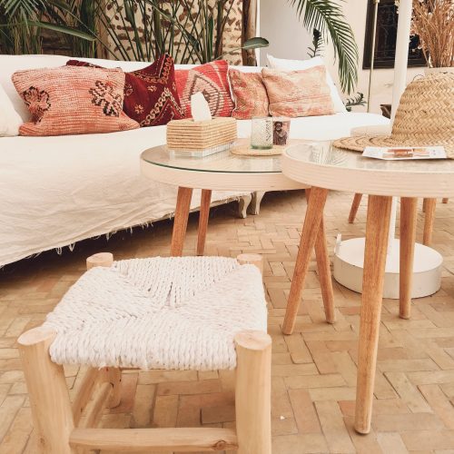 TABOURET BOUCHAROUITE BLANC - Ma déco d'ailleurs