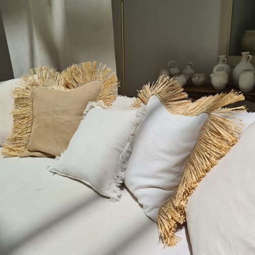 HOUSSE COUSSIN COTON & RAPHIA - Ma déco d'ailleurs