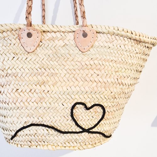 Panier Tayri - en feuille de palmier et cuir naturel - Ma déco d'ailleurs
