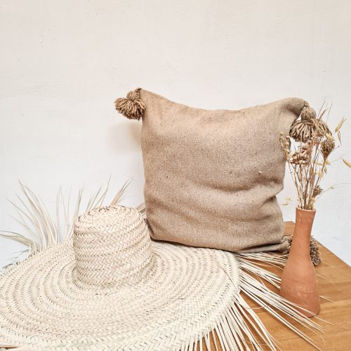 COUSSIN A POMPONS - BEIGE - Ma déco d'ailleurs