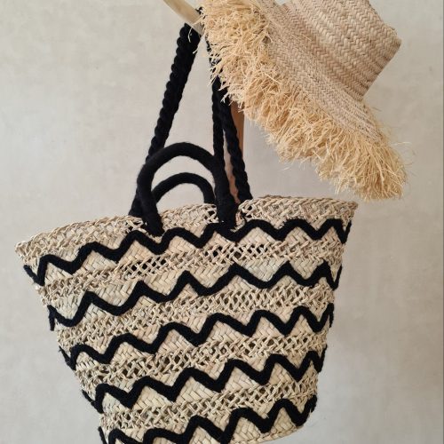 PANIER BRODÉ NOIR - Ma déco d'ailleurs