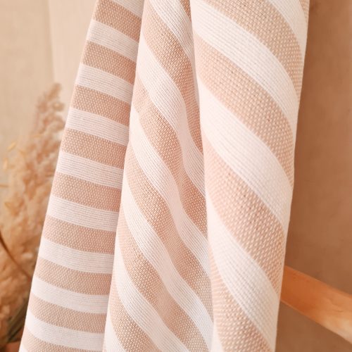FOUTA MAROCAINE - BLANCHE & BEIGE - Ma déco d'ailleurs