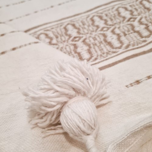 PLAID BERBERE BLANC POMPONS - Ma déco d'ailleurs