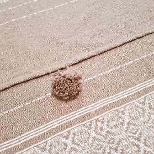 PLAID BERBERE BEIGE POMPONS - Ma déco d'ailleurs