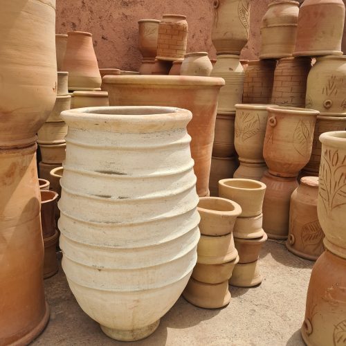 JARRE MAROCAINE BLANCHE CERCLÉE 100 CM Ma Déco D'ailleurs