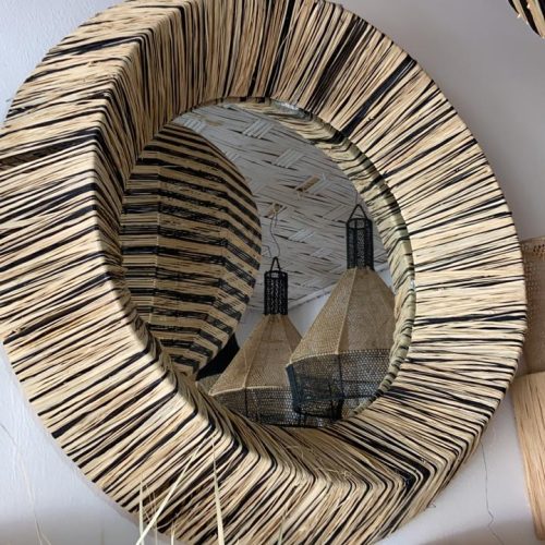MIROIR HUBLOT RAPHIA & NOIR - Ma déco d'ailleurs