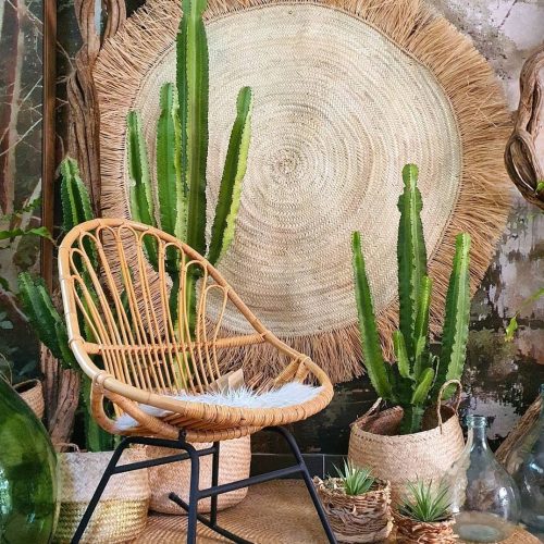 TAPIS ROND PALMIER A FRANGES - Ma déco d'ailleurs