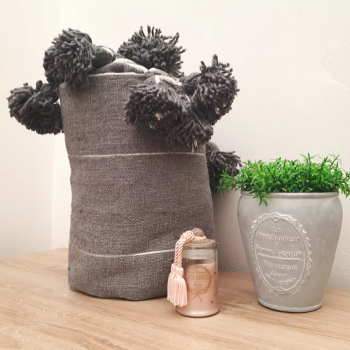 PLAID COTON GRIS FONCÉ - Ma déco d'ailleurs