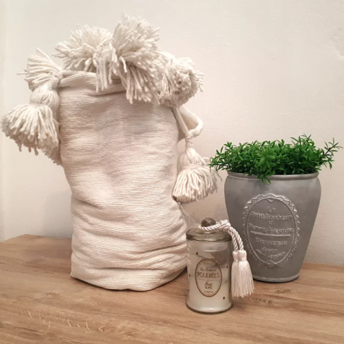 PLAID POMPONS BLANC - Ma déco d'ailleurs
